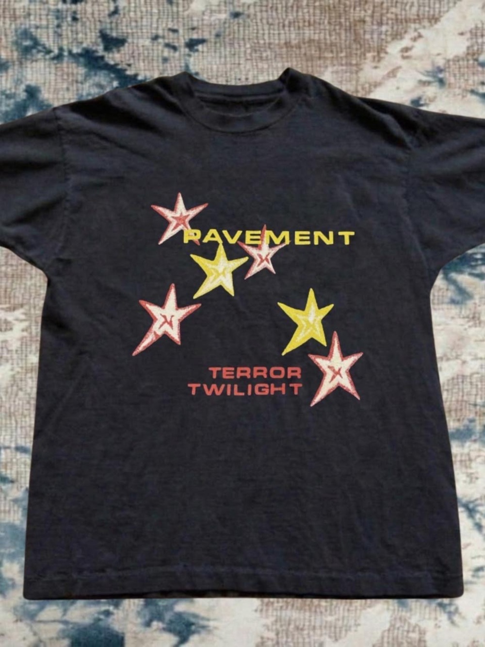 Gildan Black Tee with Yellow and Red Star Graphics